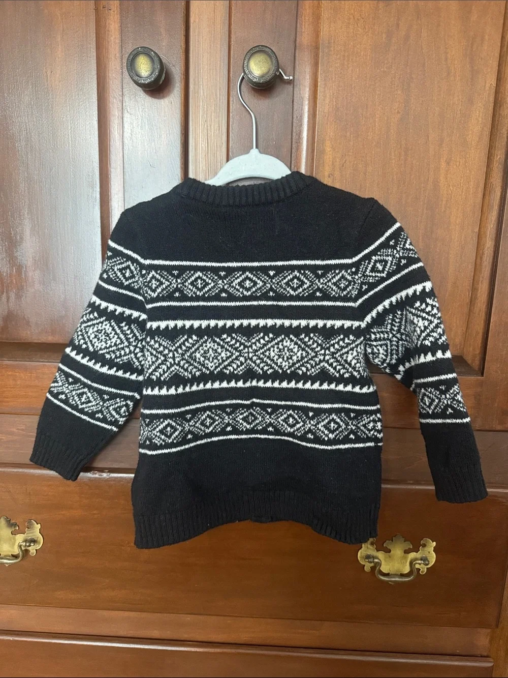 Old Navy Kida Black and White Knit Button-Up Sweater
